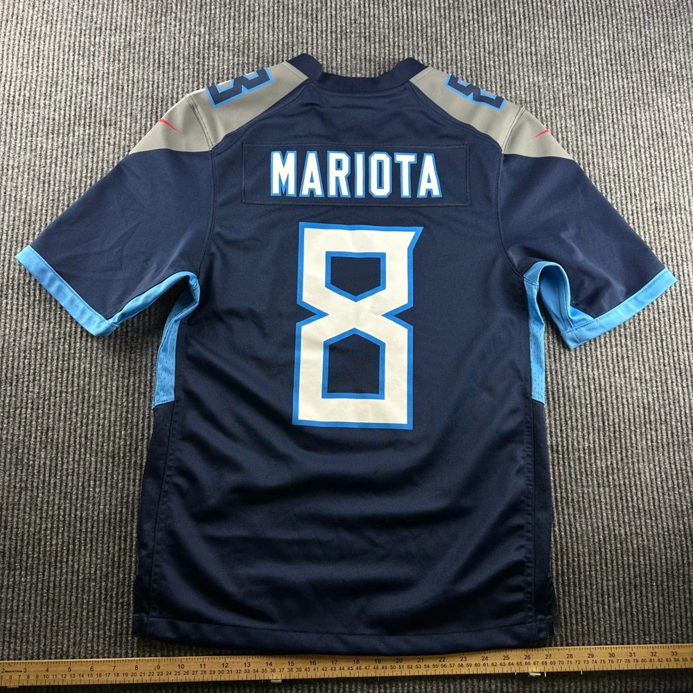 Nike NFL Tennessee Titans Marcus Mariota 8 Jersey Navy Blue Mens Small
